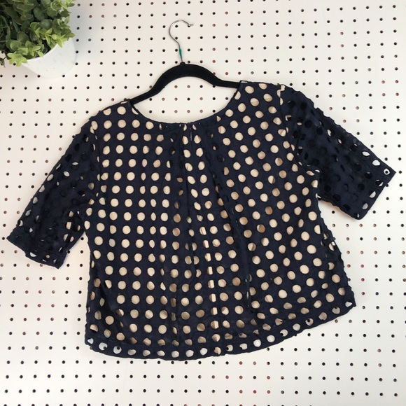 ANN TAYLOR polka dot crop top swiss dot swing mod - Picture 7 of 8